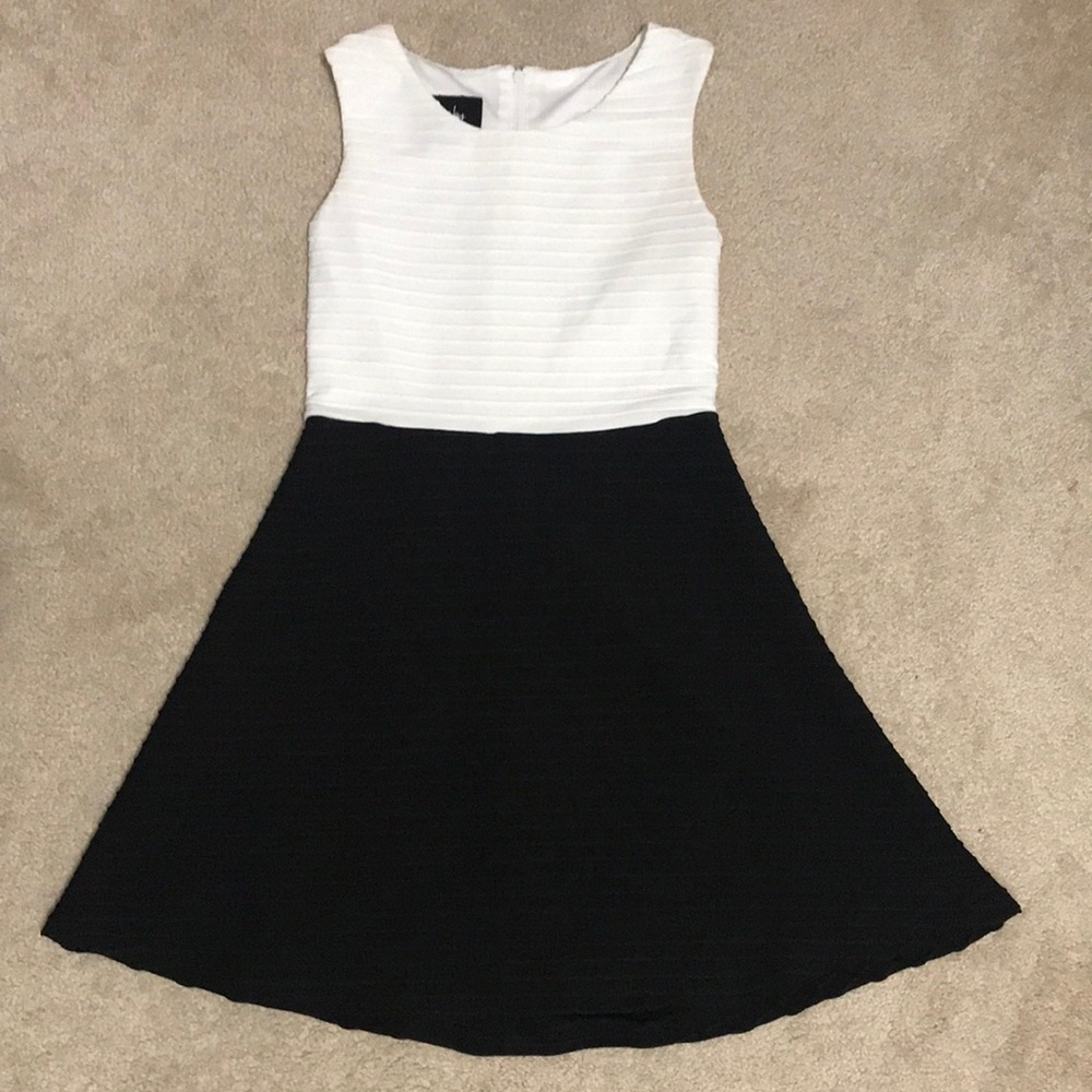 by & by girls black and white dress